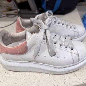 Alexander McQueen White and Pink Athletic Shoes